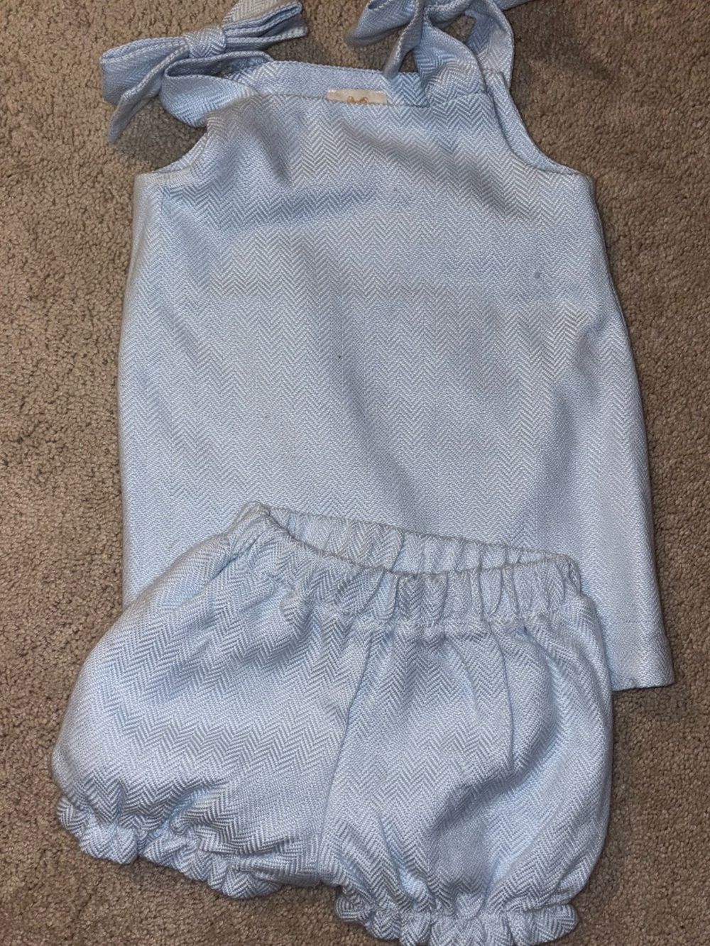 The Beaufort Bonnet Company girls Beale st blue herringbone set Sz5